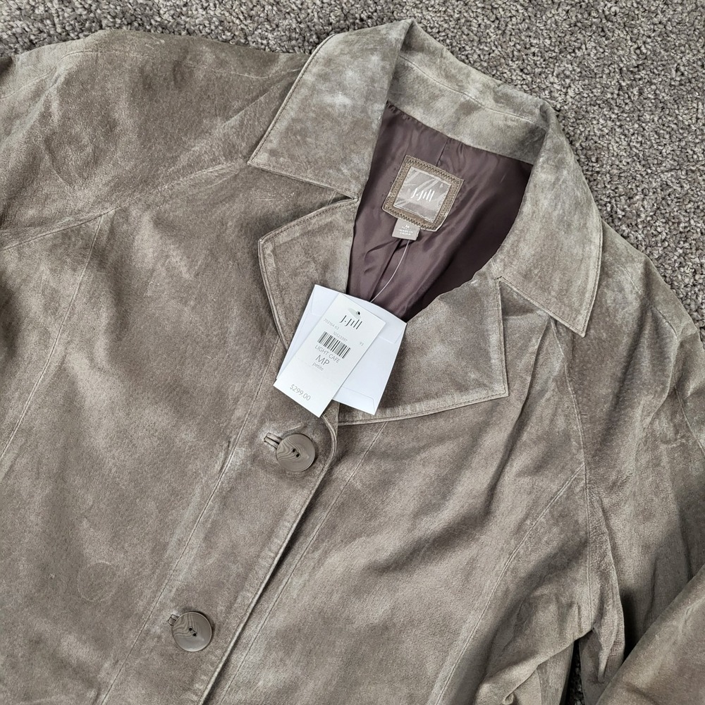J. Jill Suede Leather Jacket Womens MP Light Cafe NEW NWT Genuine Leather Coat